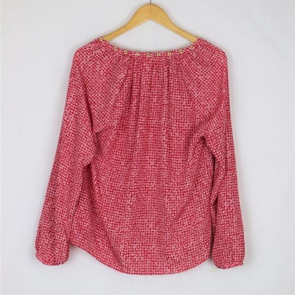Michael Kors red and white patterned Top C23 - Picture 3 of 7